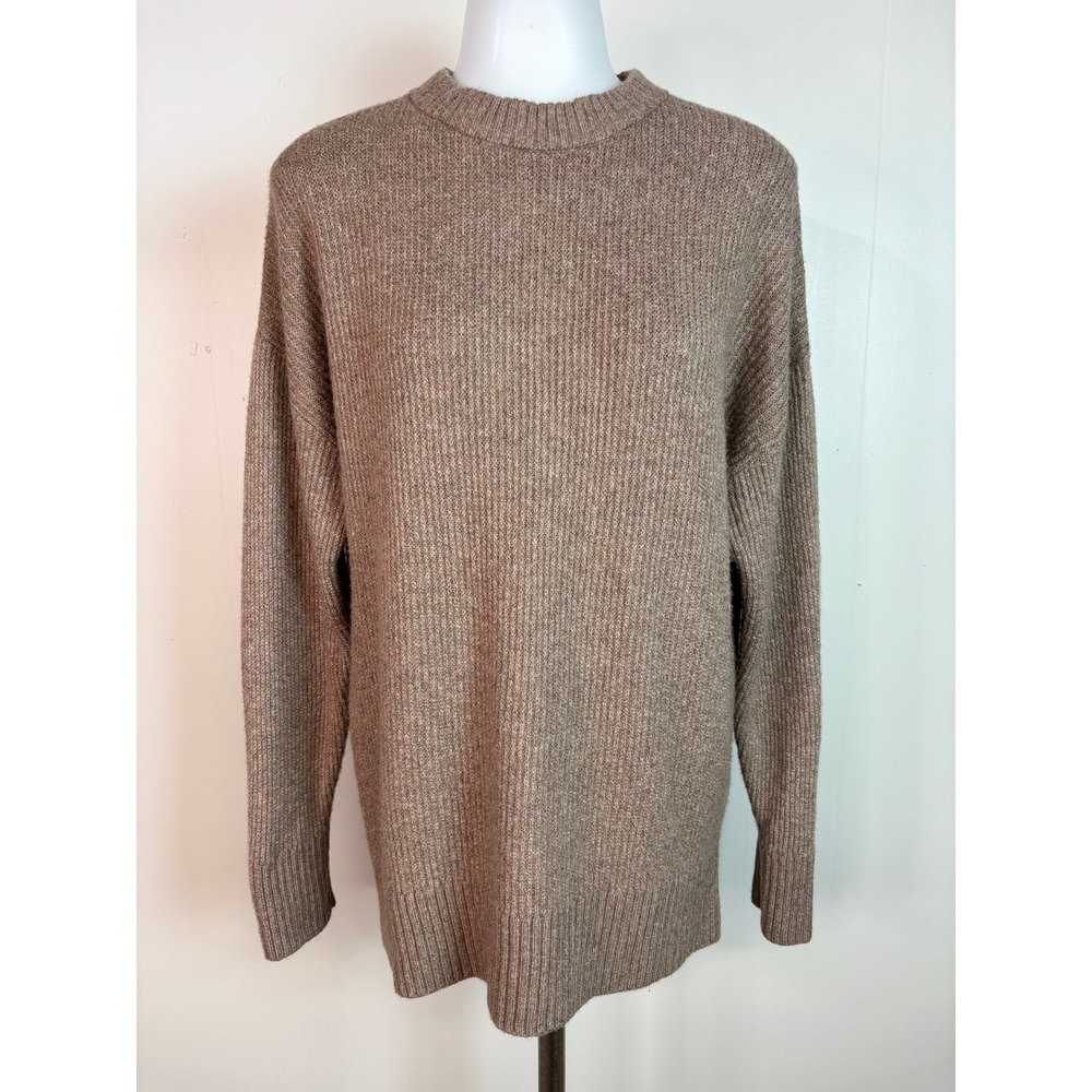Old Navy Sweater Small Brown Crew Neck Pullover Ribbed Knit Cotton Blend Women